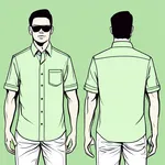 short-sleeved button-up light green shirt image